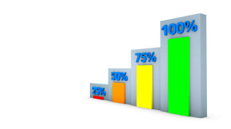 Columns with numbers and percentages. economy growth chart. business project. sales report. 3D rendering.の写真素材