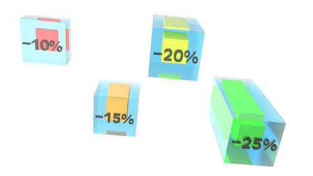 Columns with numbers and percentages. economy growth chart. business project. sales report. 3D rendering.の写真素材