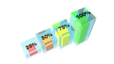 Columns with numbers and percentages. economy growth chart. business project. sales report. 3D rendering.の写真素材