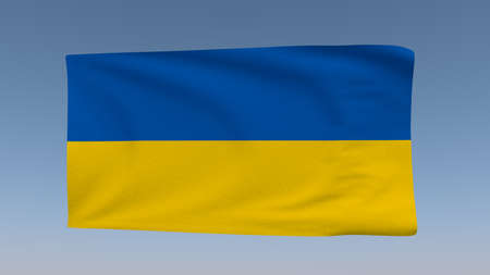 Flag of Ukraine in the wind. 3D rendering.の写真素材