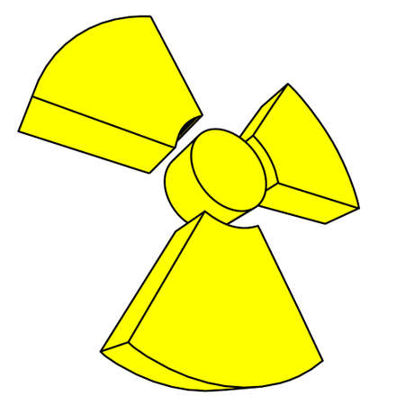 3D color three-dimensional sign of radiation hazard with a stroke. Rendering.の写真素材