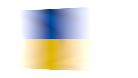 Flag of Ukraine on a white background. Politics and conflict. 3d rendering illustration.の写真素材