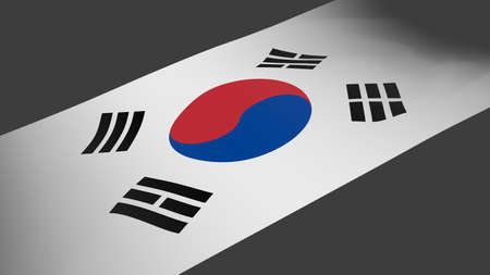 Flag of South Korea on a white background. politics and patriotism. 3d rendering illustration.の写真素材