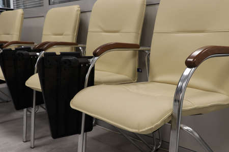 Chairs with stands for writing. training and interior.の写真素材