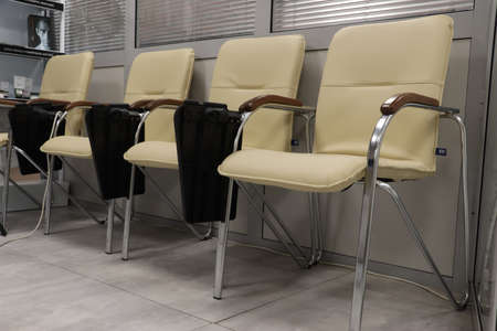 Chairs with stands for writing. training and interior.の写真素材