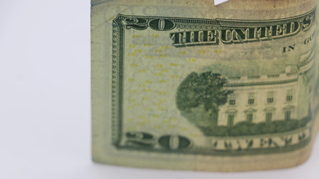 Old banknote twenty US dollars close-up. american cash. exchange rates.の写真素材