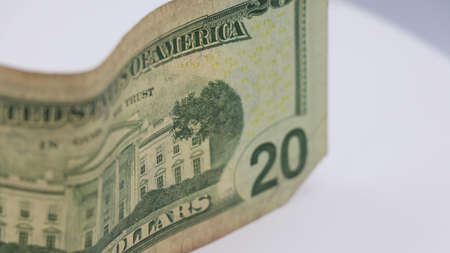 Old banknote twenty US dollars close-up. american cash. exchange rates.の写真素材