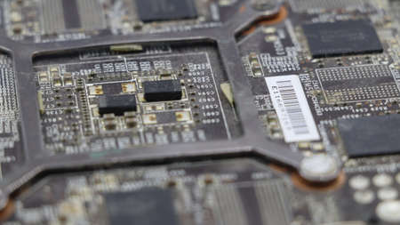 An old dusty chip from a video card. computer parts.の写真素材