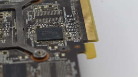 An old dusty chip from a video card. computer parts.の写真素材
