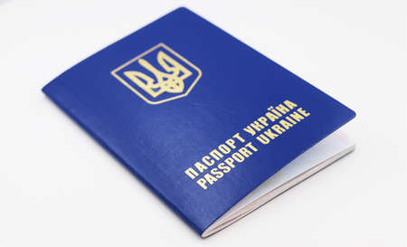 Foreign passport of Ukraine. Ukrainian citizenship.の写真素材