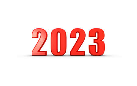Red 3d number 2023 on a white background. New Year Christmas.の写真素材