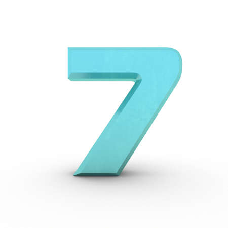 Blue number seven on a white background. Sign 7.の写真素材