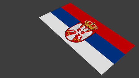 Flag of Serbia close-up on a gray background. 3d rendering illustration.の写真素材