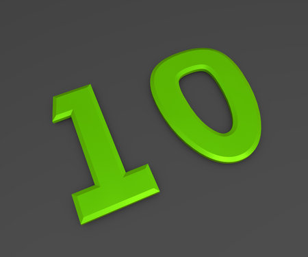 Green 3D volumetric figure or number on a gray background. numbering.の写真素材