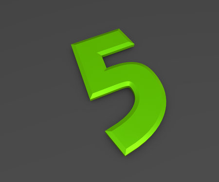 Green 3D volumetric figure or number on a gray background. numbering.の写真素材