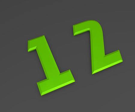 Green 3D volumetric figure or number on a gray background. numbering.の写真素材