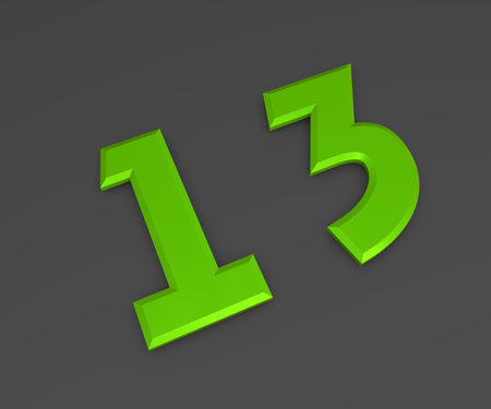 Green 3D volumetric figure or number on a gray background. numbering.の写真素材