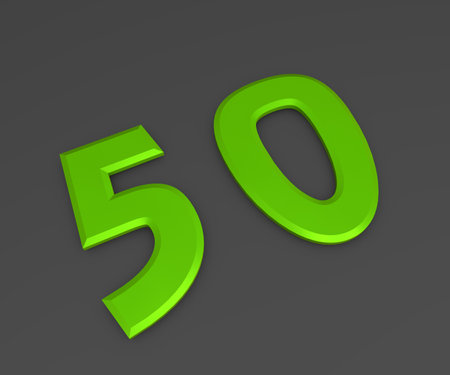 Green 3D volumetric figure or number on a gray background. numbering.の写真素材