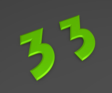Green 3D volumetric figure or number on a gray background. numbering.の写真素材