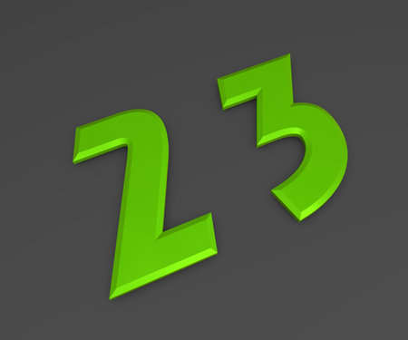 Green 3D volumetric figure or number on a gray background. numbering.の写真素材