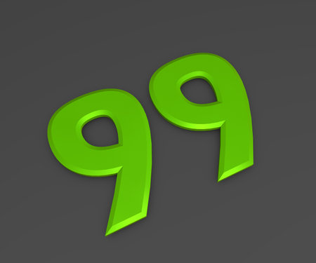 Green 3D volumetric figure or number on a gray background. numbering.の写真素材