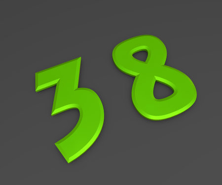 Green 3D volumetric figure or number on a gray background. numbering.の写真素材
