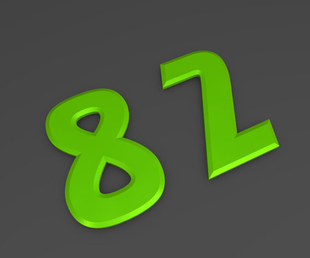 Green 3D volumetric figure or number on a gray background. numbering.の写真素材