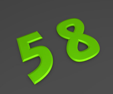Green 3D volumetric figure or number on a gray background. numbering.の写真素材