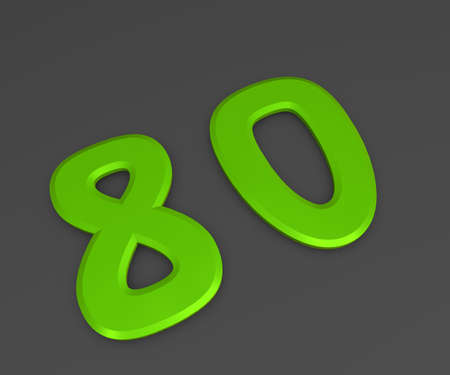 Green 3D volumetric figure or number on a gray background. numbering.の写真素材