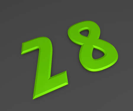 Green 3D volumetric figure or number on a gray background. numbering.の写真素材