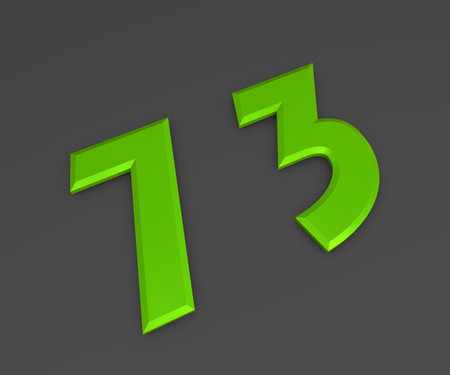 Green 3D volumetric figure or number on a gray background. numbering.の写真素材