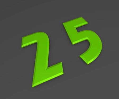 Green 3D volumetric figure or number on a gray background. numbering.の写真素材