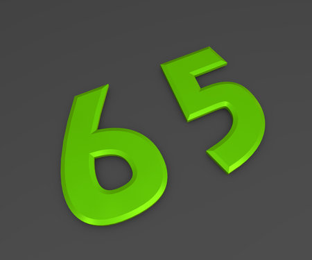 Green 3D volumetric figure or number on a gray background. numbering.の写真素材