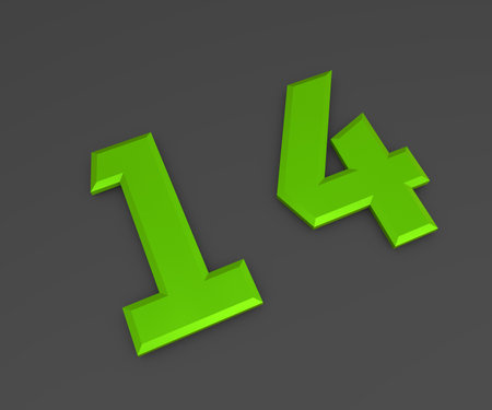 Green 3D volumetric figure or number on a gray background. numbering.の写真素材