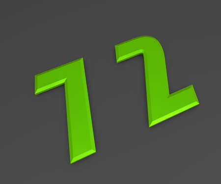 Green 3D volumetric figure or number on a gray background. numbering.の写真素材