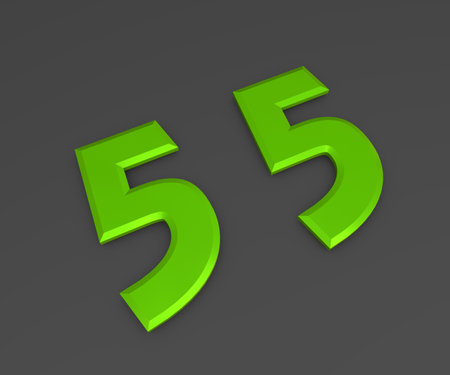 Green 3D volumetric figure or number on a gray background. numbering.の写真素材
