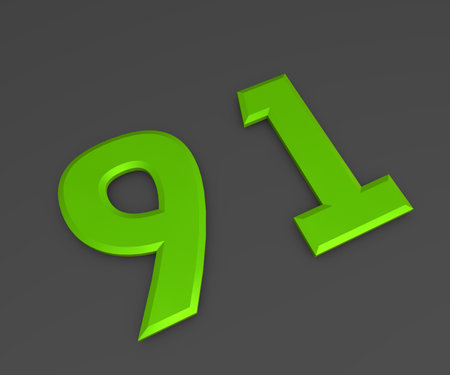 Green 3D volumetric figure or number on a gray background. numbering.の写真素材