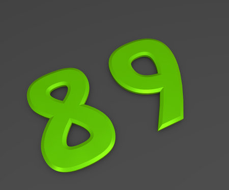 Green 3D volumetric figure or number on a gray background. numbering.