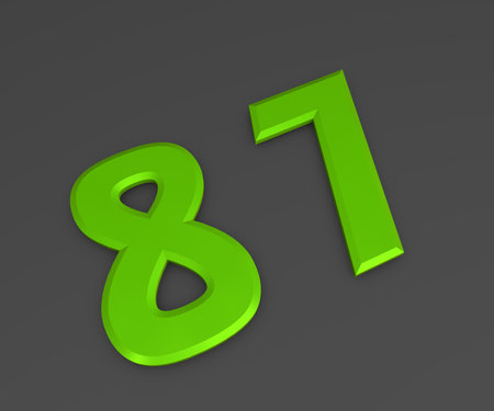 Green 3D volumetric figure or number on a gray background. numbering.の写真素材