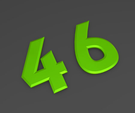 Green 3D volumetric figure or number on a gray background. numbering.の写真素材