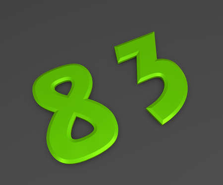 Green 3D volumetric figure or number on a gray background. numbering.の写真素材