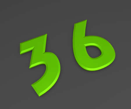 Green 3D volumetric figure or number on a gray background. numbering.の写真素材