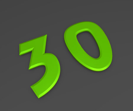 Green 3D volumetric figure or number on a gray background. numbering.の写真素材