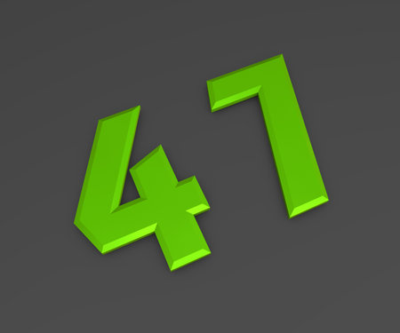 Green 3D volumetric figure or number on a gray background. numbering.の写真素材
