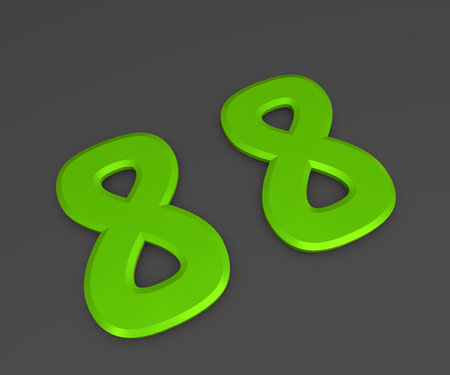Green 3D volumetric figure or number on a gray background. numbering.の写真素材