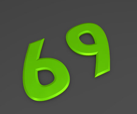 Green 3D volumetric figure or number on a gray background. numbering.の写真素材