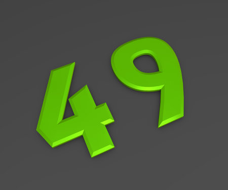 Green 3D volumetric figure or number on a gray background. numbering.の写真素材