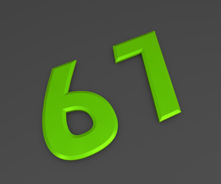Green 3D volumetric figure or number on a gray background. numbering.の写真素材