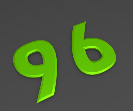 Green 3D volumetric figure or number on a gray background. numbering.の写真素材