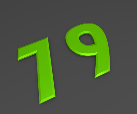 Green 3D volumetric figure or number on a gray background. numbering.の写真素材